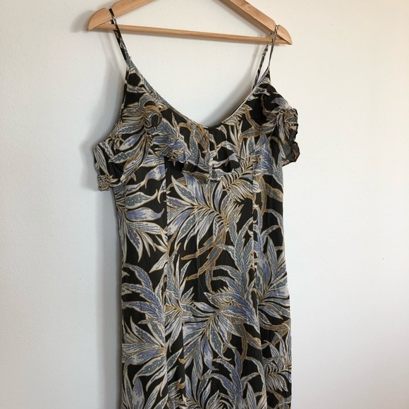 Witchery tropical botanical earth print high low hem viscose midi dress - Picture 4 of 9